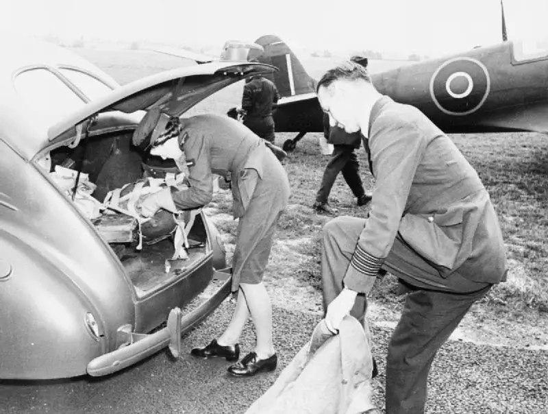 RAF Hornchurch June 1942 Group Captain Charles Lott & WAAF driver Mary Ford
